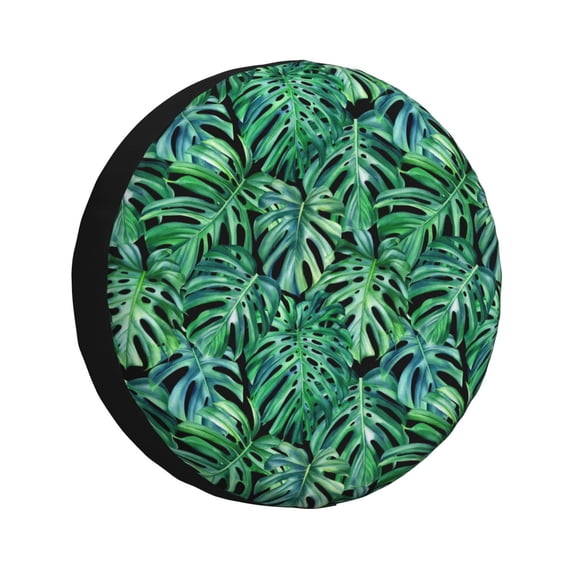 Kdxio Spare Tire Cover for RV Trailer, Waterproof Wheel Cover,Camper Spare Tire Cover Fit for Rv SUV Truck Travel Trailer 14 inch-Monstera Leaves