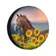 thumbnail image 1 of Kdxio Spare Tire Cover for RV Trailer, Waterproof Wheel Cover,Camper Spare Tire Cover Fit for Rv SUV Truck Travel Trailer 15 inch-Horse Sunflowers, 1 of 8