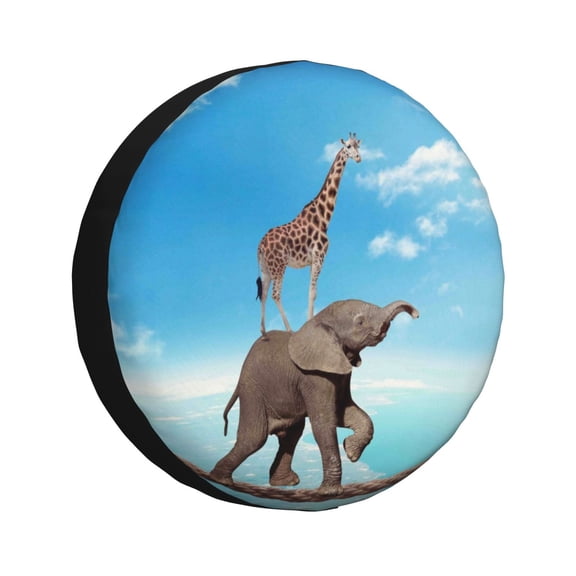 Kdxio Spare Tire Cover for RV Trailer, Waterproof Wheel Cover,Camper Spare Tire Cover Fit for Rv SUV Truck Travel Trailer 16 inch-Elephant Giraffe