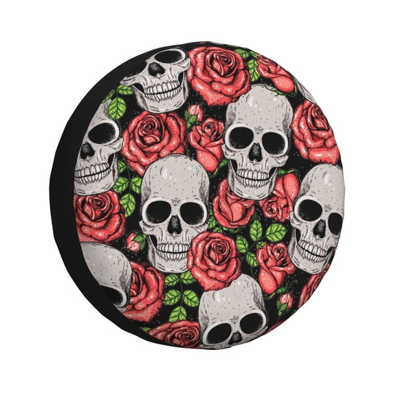 Kdxio Spare Tire Cover for RV Trailer, Waterproof Wheel Cover,Camper Spare Tire Cover Fit for Rv SUV Truck Travel Trailer 16 inch-Skull and Roses