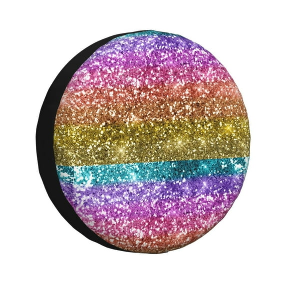 Kdxio Spare Tire Cover for RV Trailer, Waterproof Wheel Cover,Camper Spare Tire Cover Fit for Rv SUV Truck Travel Trailer -Glitter Rainbow