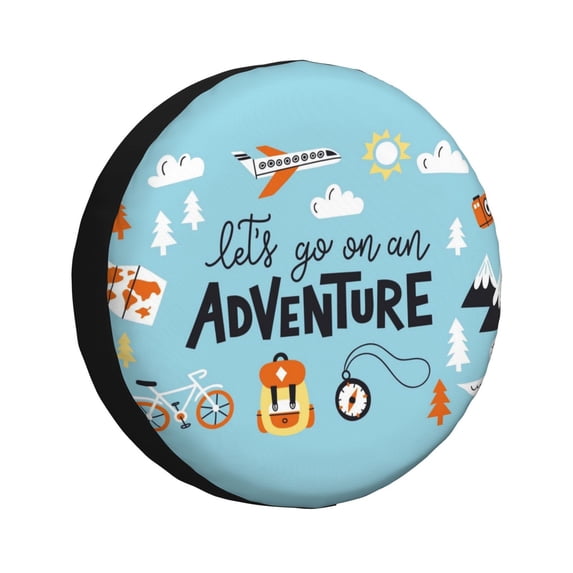 Kdxio Spare Tire Cover for RV Trailer, Waterproof Wheel Cover,Camper Spare Tire Cover Fit for Rv SUV Truck Travel Trailer -Let's Go on an Adventure