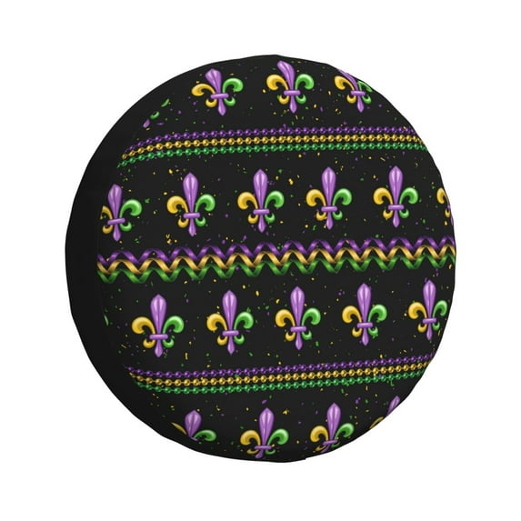 Kdxio Spare Tire Cover for RV Trailer, Waterproof Wheel Cover,Camper Spare Tire Cover Fit for Rv SUV Truck Travel Trailer -Mardi Gras Fleur de Lis