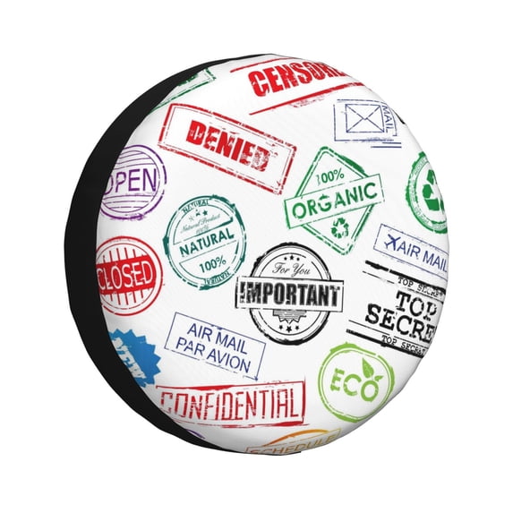 Kdxio Spare Tire Cover for RV Trailer, Waterproof Wheel Cover,Camper Spare Tire Cover Fit for Rv SUV Truck Travel Trailer -Stamp Set Collection