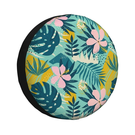 Kdxio Spare Tire Cover for RV Trailer, Waterproof Wheel Cover,Camper Spare Tire Cover Fit for Rv SUV Truck Travel Trailer -Tropical Floral