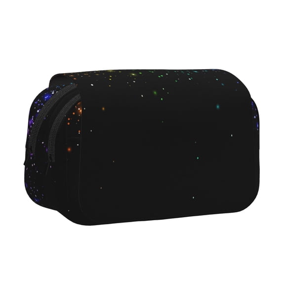 Kdxio Sparkling Pink Night Sky for Double Compartment Pen Case Oxford Organizer with Zipper Pockets for Students Artists