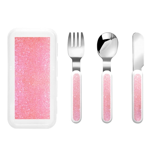 Kdxio Sparkly Glitter Toddler Utensils Set - Kids Silverware Set, Set Kids Utensils Set with Case for Preschooler Children