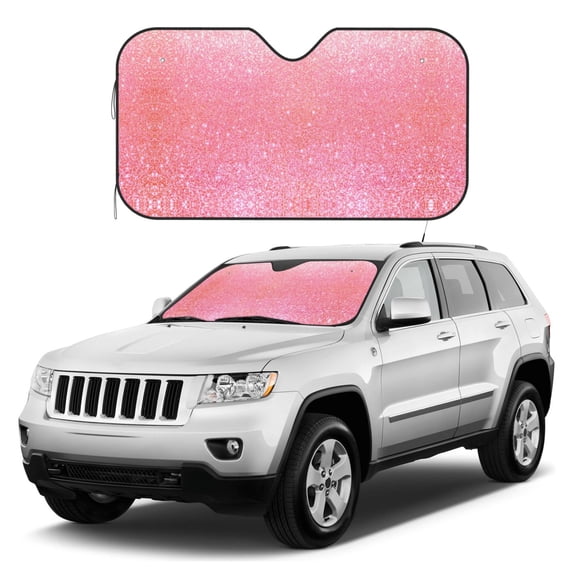 Kdxio Sparkly Pink Glitter Print Windshield Sun Shade, Foldable Sun Blocker for Car,Truck,SUV Automotive Interior Sun Protection,Reflective Shade for Front Windshield(Small)