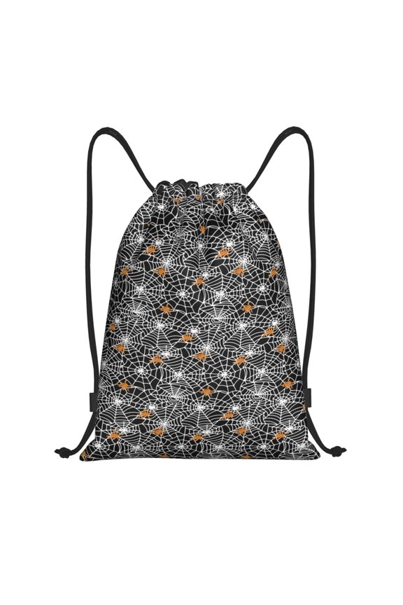 Spider Cobweb Print Drawstring Backpack Bag,Waterproof Draw String Back Sack, Gym Drawstring Bags Swim Bag For Unisex