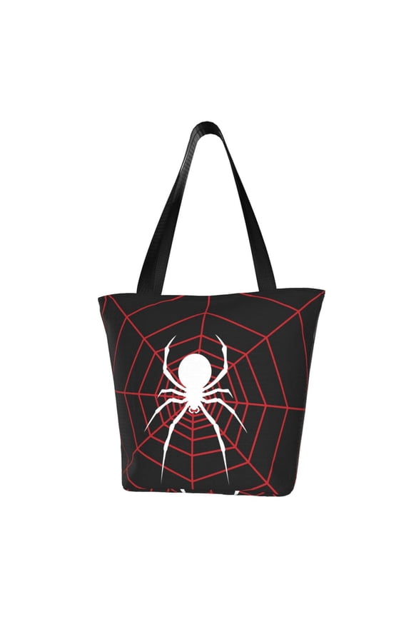 Spider On The Web Women Reusable Grocery Bags Foldable Ripstop,Reusable Shopping Bags for Shopping,Gym,Gift