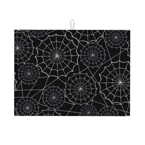 Kdxio Spider Web Black for Dish Drying Mat,24*18 inch Absorbent Dish Drainer Kitchen Counter,Large Size Dish Drying Pad for Countertops,Draining Racks