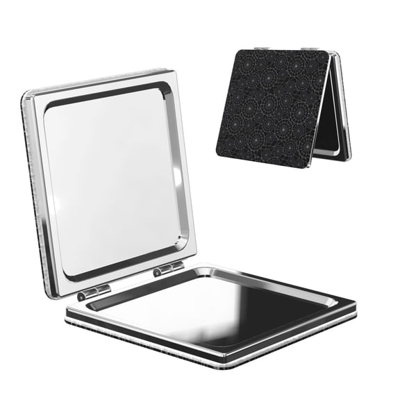 Kdxio Spider Web Black Pocket Mirror, 1X/2X Travel Makeup Mirror 2-Sided Folding Small Mirror Portable Double-Sided Magnifying Cosmetic Mirror for Gift-Square