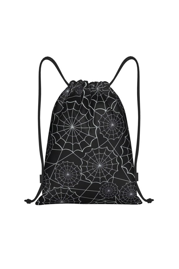Spider Web Black Print Drawstring Backpack Bag,Waterproof Draw String Back Sack, Gym Drawstring Bags Swim Bag For Unisex