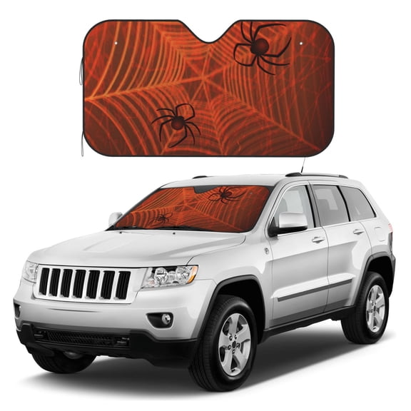 Kdxio Spider Web Print Windshield Sun Shade, Foldable Sun Blocker for Car,Truck,SUV Automotive Interior Sun Protection,Reflective Shade for Front Windshield(Medium)