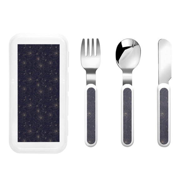 Kdxio Spider Web Toddler Utensils Set - Kids Silverware Set, Set Kids Utensils Set with Case for Preschooler Children