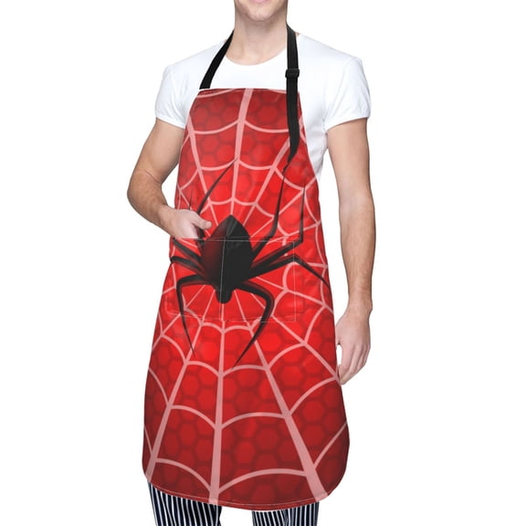 Kdxio Spider Web1 Apron with Pockets Adjustable Kitchen Aprons for Men Women Waterproof Aprons for Cooking,Drawing,Crafting, Baking Household Cleaning