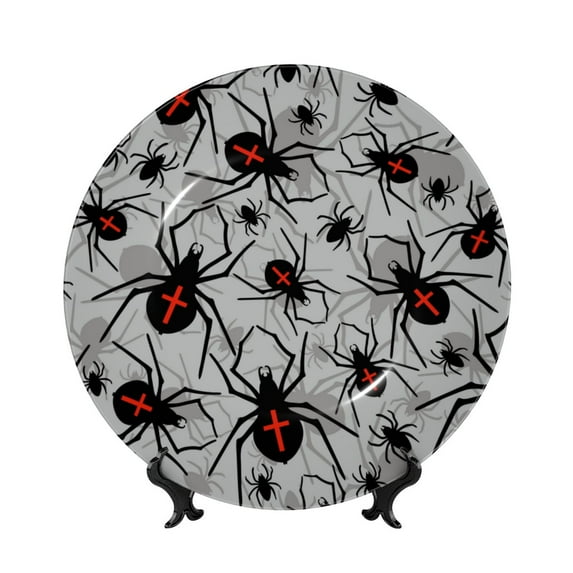 Kdxio Spiders Bone China Decorative Plate Ceramic Decorative Plate for Home Office Wall Stand Decorative Plates for Home Bedroom-6in