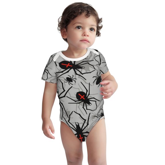 Kdxio Spiders Pattern Unisex Baby Cotton Short Sleeve Bodysuits-18 Months