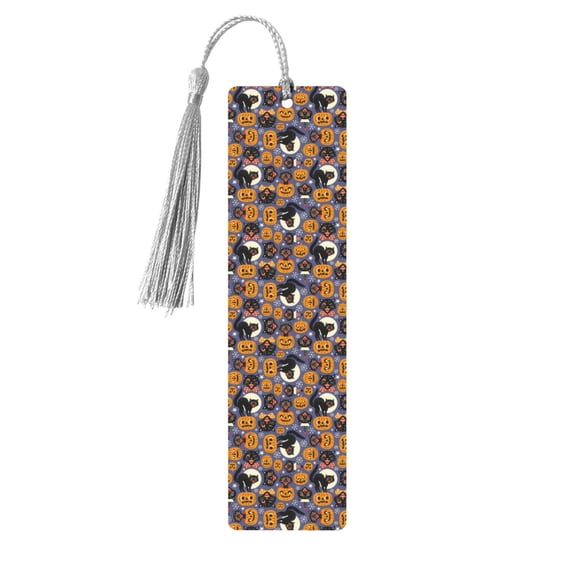 Kdxio Spooky Cats And Halloween Pumpkins Print Metal Tassel Bookmarks,Perfect Gift for Art Lovers and Bookworms Metal Bookmarks for Women