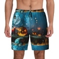 thumbnail image 1 of Kdxio Spooky Halloween Print Men'S Swim Trunks With Compression Liner 7 Inch Inseam Quick Dry Swim Shorts, 1 of 7