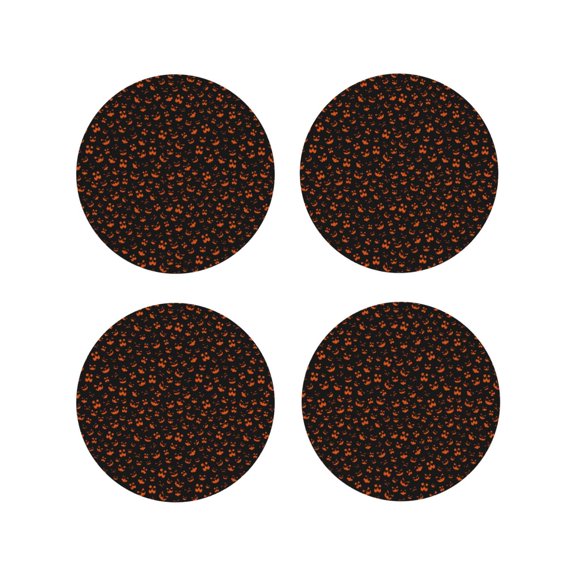 Kdxio Spooky Pumpkin Face Funny Coasters,4 Pcs Leather Coasters,Housewarming Gifts,Protect Furniture from Water Marks Scratch and Damage