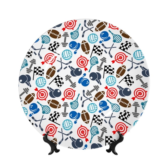 Kdxio Sport Items Bone China Decorative Plate Ceramic Decorative Plate for Home Office Wall Stand Decorative Plates for Home Bedroom-6in