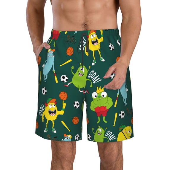 Kdxio Sport Monster Pattern Mens Casual Shorts - Drawstring Summer Beach Sports Shorts for Men