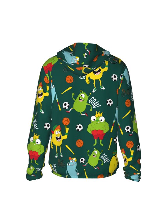Sport Monster Print Women Men Sun Protection UPF 50+ Jackets Zip Up Long Sleeve Hoodie Hiking Lightweight with Pockets