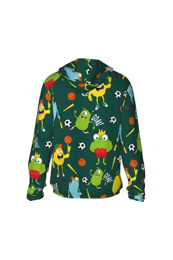 Sport Monster Print Women Men Sun Protection UPF 50+ Jackets Zip Up Long Sleeve Hoodie Hiking Lightweight with Pockets