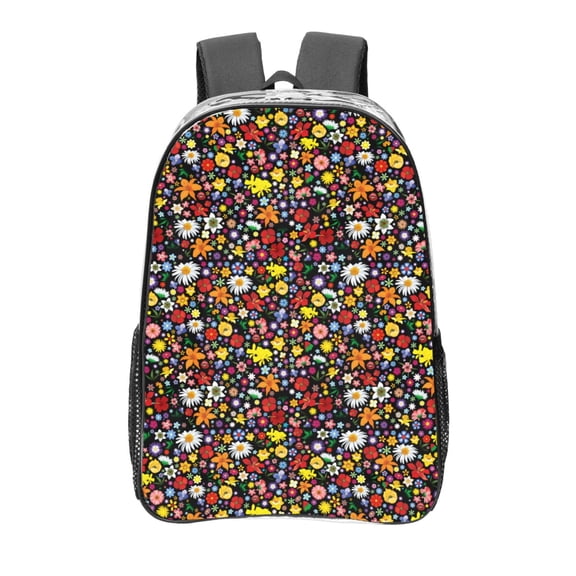 Kdxio Spring And Summer Flowers Clear Backpack, Transparent Bookbag for School for Women Men, Capacity Clear Bag for College, Travel