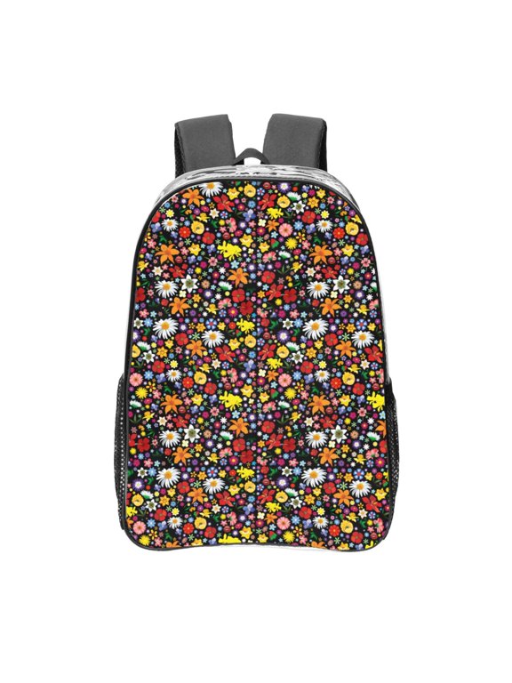 Spring And Summer Flowers Clear Backpack, Transparent Bookbag for School for Women Men, Capacity Clear Bag for College, Travel