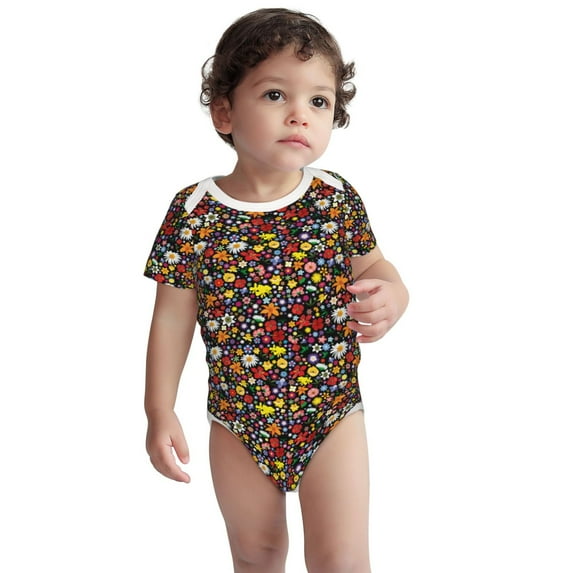 Kdxio Spring And Summer Flowers Pattern Unisex Baby Cotton Short Sleeve Bodysuits-2 Years