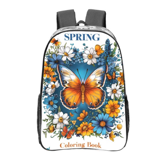 Kdxio Spring Butterfly Flowers Clear Backpack, Transparent Bookbag for School for Women Men, Capacity Clear Bag for College, Travel