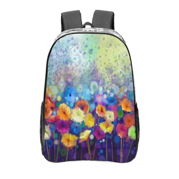 Kdxio Spring Flower Seasonal Clear Backpack, Transparent Bookbag for School for Women Men, Capacity Clear Bag for College, Travel