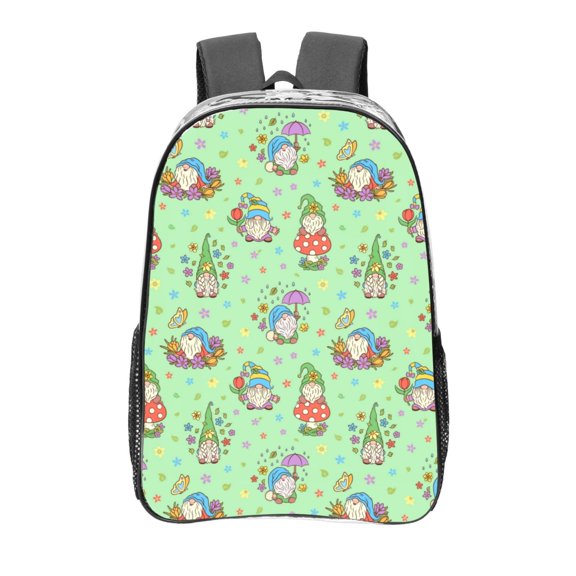 Kdxio Spring Gnome Clear Backpack, Transparent Bookbag for School for Women Men, Capacity Clear Bag for College, Travel