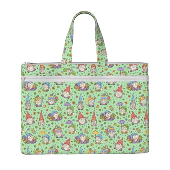 Kdxio Spring Gnomes File Tote Document Bag Business Briefcase Bag Document Organizer Tote Briefcase for Letter A4 Files Business Teacher Office Bag