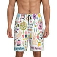 thumbnail image 1 of Kdxio Spring Hand Drawn Flowers Birds Print Mens Sleep Shorts Bottoms Soft Comfy Pajama Wear Pants with Drawstring Pockets, 1 of 7