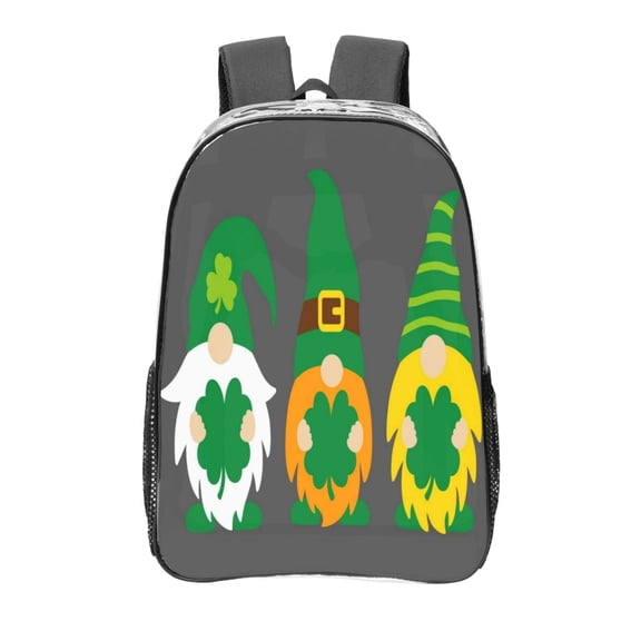 Kdxio Spring St PatrickS Day Irish Gnomes Clear Backpack, Transparent Bookbag for School for Women Men, Capacity Clear Bag for College, Travel