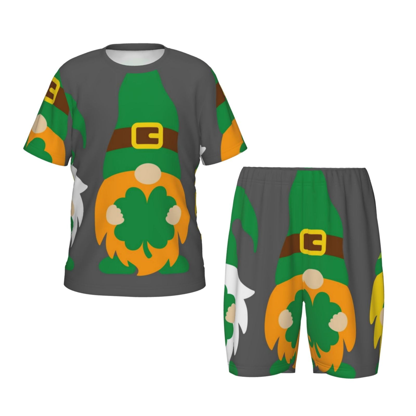 Kdxio Spring St Patrick’S Day Irish Gnomes Pattern ShortSleeved Summer Pajama Set for Girls and