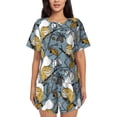 thumbnail image 1 of Kdxio Squirrel And Leaves Print Pajamas Sets for Women Short-Sleeved Pjs with Lounge Shorts Two Piece Sleepwear S-4XL, 1 of 9