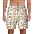thumbnail image 1 of Kdxio Squirrel And Mushroom Print Men's Swim Trunks with Compression Liner 7 Inch Inseam Quick Dry Swim Shorts, 1 of 7