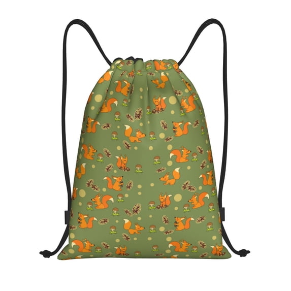 Kdxio Squirrel And Nuts Print Drawstring Backpack Bag,Waterproof Draw String Back Sack, Gym Drawstring Bags Swim Bag For Unisex