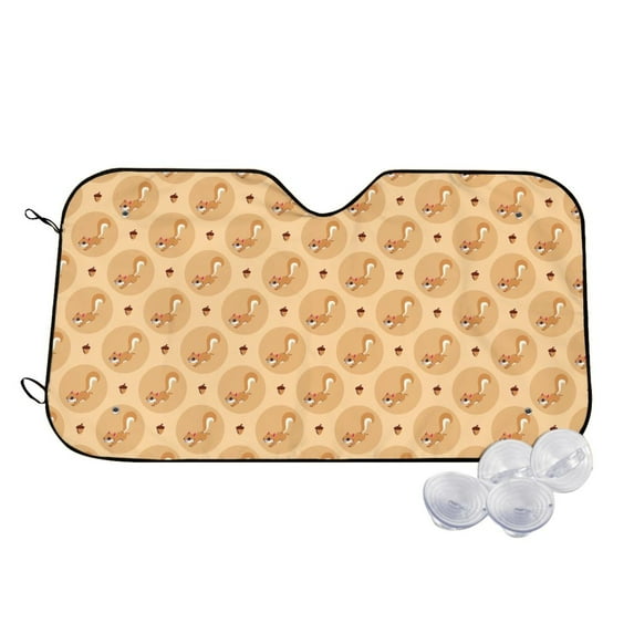 Kdxio Squirrel And Nuts Print Windshield Sun Shade,UV Rays and Sun Heat Protection,Sunshade for Car Windshield,Car Shade Front Windshield - Medium