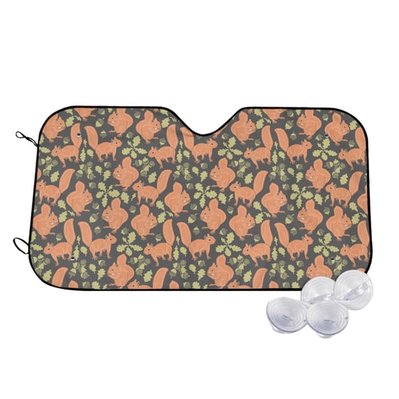 Kdxio Squirrel And Nuts Print Windshield Sun Shade,UV Rays and Sun Heat Protection,Sunshade for Car Windshield,Car Shade Front Windshield - Medium