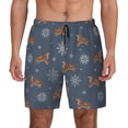 thumbnail image 1 of Kdxio Squirrel And Snowflakes Print Men's Swim Trunks with Compression Liner 7 Inch Inseam Quick Dry Swim Shorts, 1 of 7