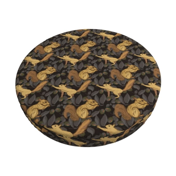 Kdxio Squirrel Gathering Nuts Print Stool Covers Round,Stretch Round Bar Stool Covers Washable Bar Stool Cushion Slipcover for 12-15 Inch Chair