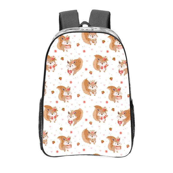 Kdxio Squirrel Giving A Gift Clear Backpack, Transparent Bookbag for School for Women Men, Capacity Clear Bag for College, Travel