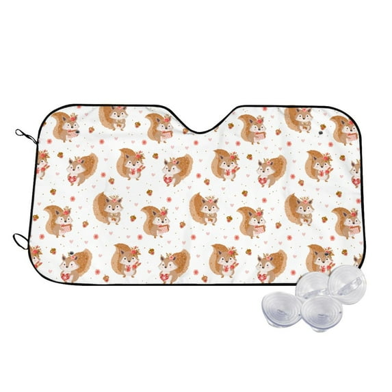 Kdxio Squirrel Giving A Gift Print Windshield Sun Shade,UV Rays and Sun Heat Protection,Sunshade for Car Windshield,Car Shade Front Windshield - Medium