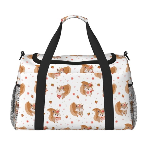 Kdxio Squirrel Giving A Gift Travel Duffel Bag Gym Bag Weekender Travel Bag Gym Bag for Women &Men Airplane Travel Essentials for Flying