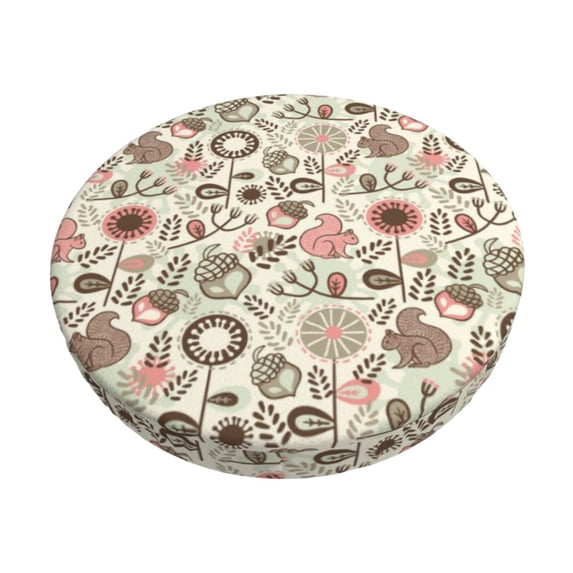 Kdxio Squirrel In The Forest Print Stool Covers Round,Stretch Round Bar Stool Covers Washable Bar Stool Cushion Slipcover for 12-15 Inch Chair